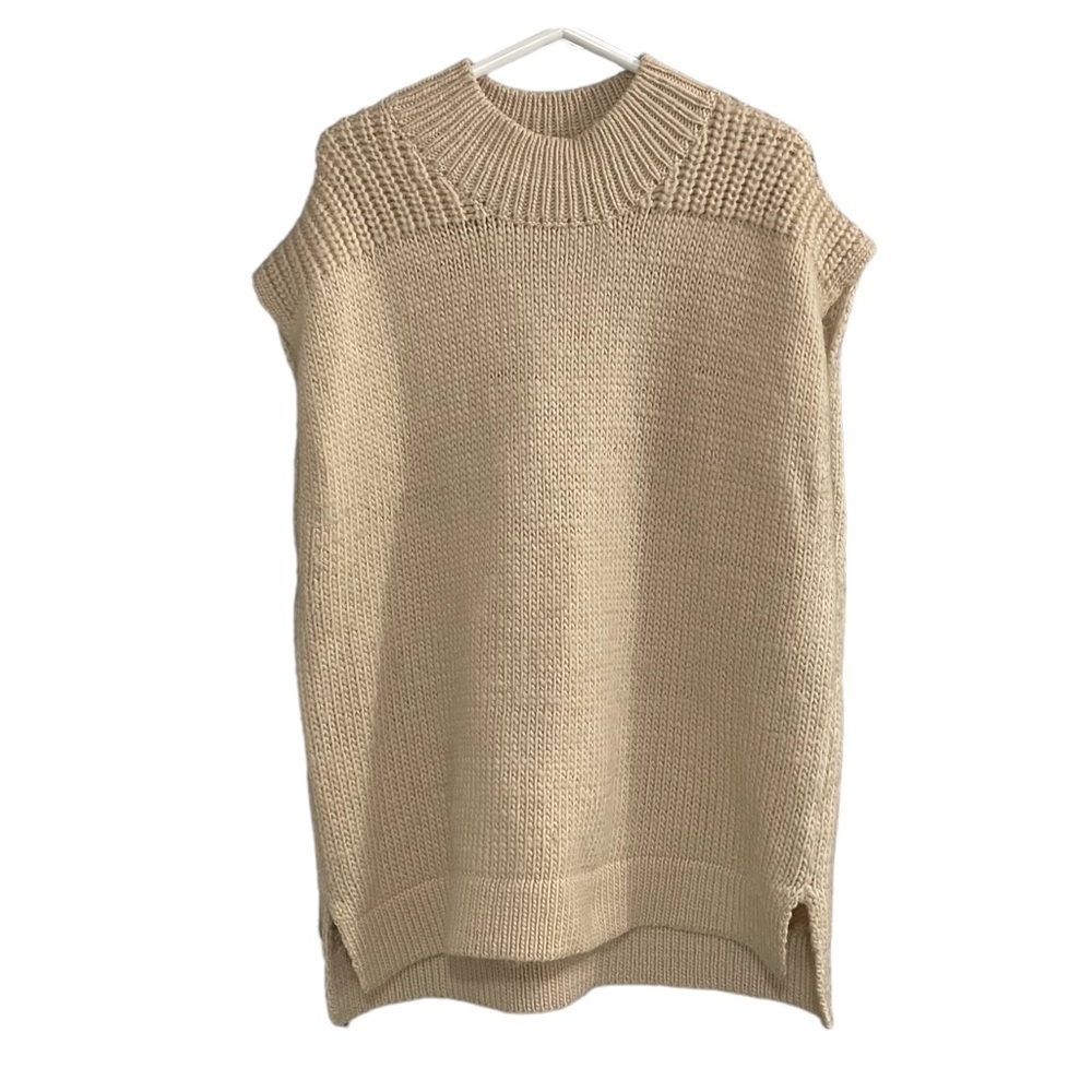 SPANNER Cream Oversized Sleeveless Long Chunky Knit Sweater XXL